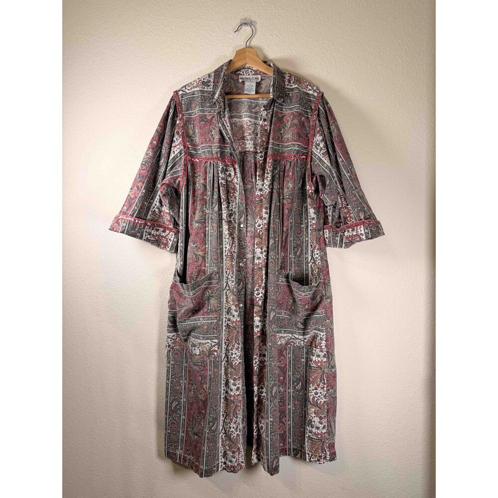 Vintage Models Coat Paisley Tapestry Housecoat Robe Duster Dress Size 16